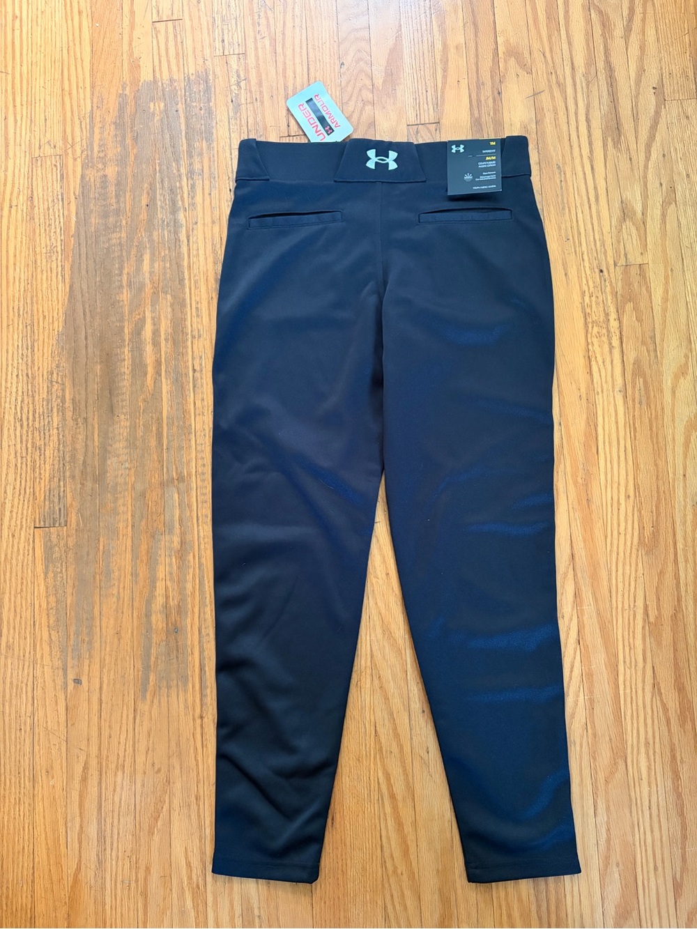 NWT Under Armour Kids Black Baseball Pants with Logo - Picture 2 of 5
